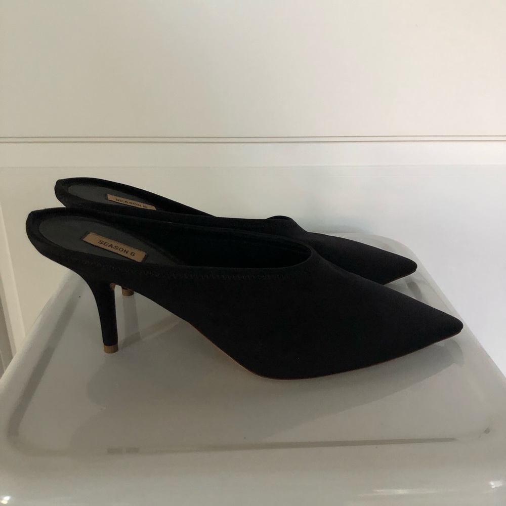 Yeezy Season 6 Black Satin Mules